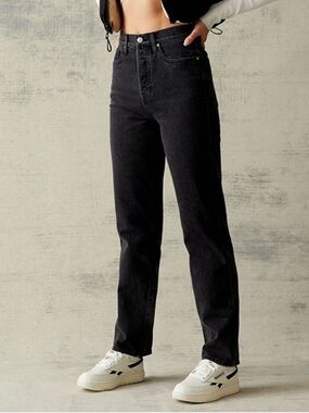 PacSun Black High-Rise Straight Leg Dad Jeans